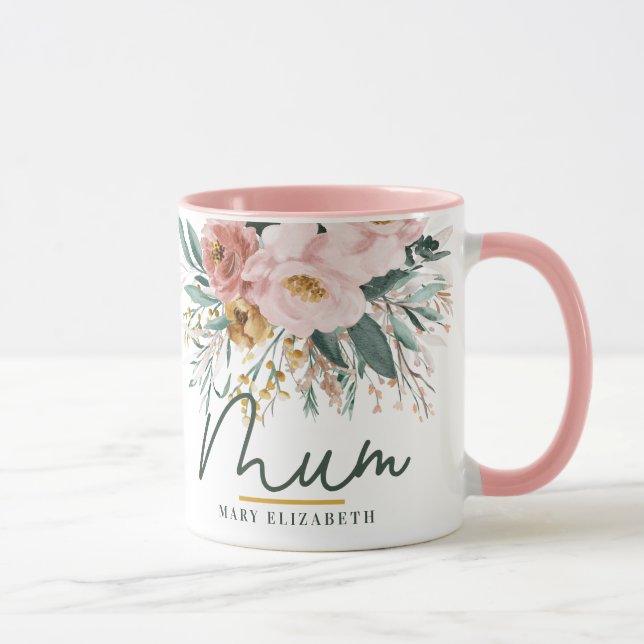 Mug Eau moderne script floral élégant mum (Droite)