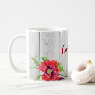 Mug Eau Rustique Pépites rouges Illustration florale