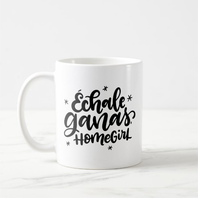 Mug Echale Ganas, fille à la maison, espagnol (Gauche)