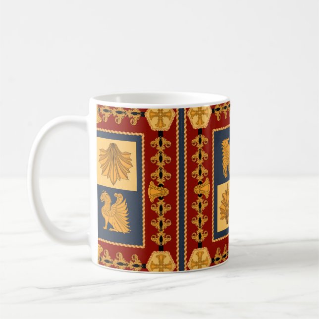 Mug Écharpe avec des lions assis dorés. Éléments sépar (Gauche)