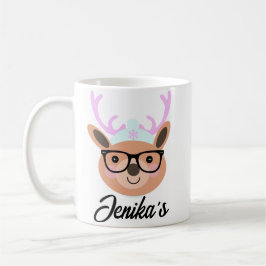 Mug Écharpe Chapeau Lunettes Noël Renne Mignon Drôle