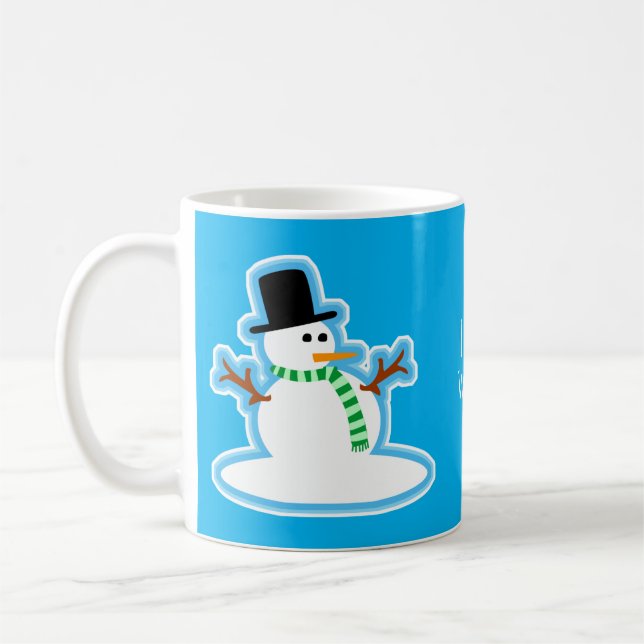 Mug Écharpe Portant Snowman mignonne Design hivernal (Gauche)