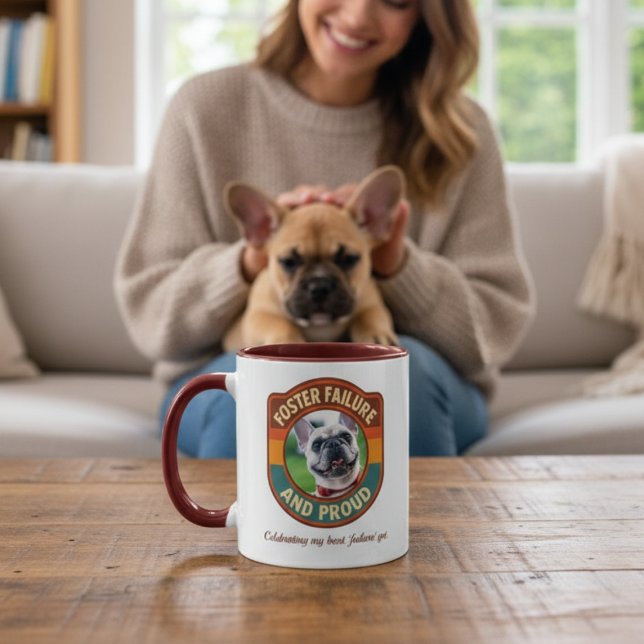Mug Échec d'adoption et fier cadeau rétro pour refuge  (Animal foster failure photo coffee mug)