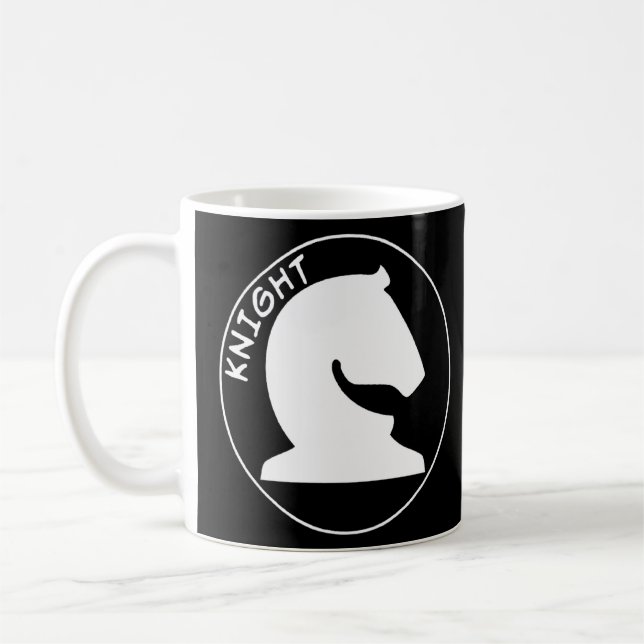 Mug Échecs Pièces Chevalier blanc Échecs Chevalier bla (Gauche)
