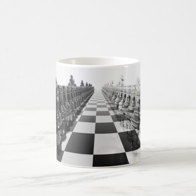 Mug échiquier 3D noir et blanc (Centre)