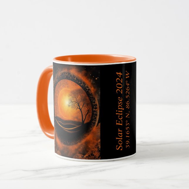 Mug Éclipse Solaire Solstice des coordonnées GPS Solai (Devant gauche)