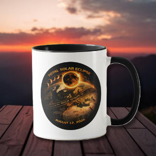 Mug Éclipse solaire totale 2026 : trajectoire de la to