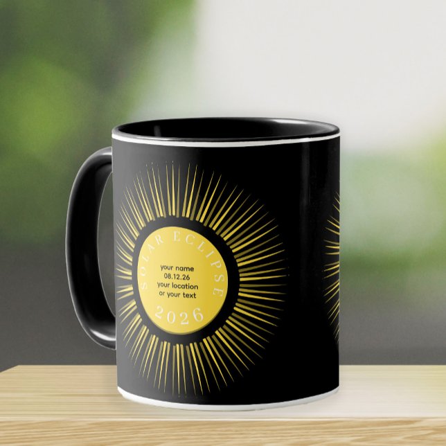 Mug Éclipse solaire totale 2026 votre texte personnali (Créateur téléchargé)