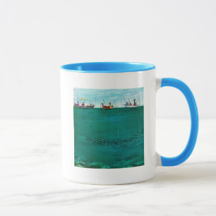 Mug École des poissons parmi des lignes par Thornton
