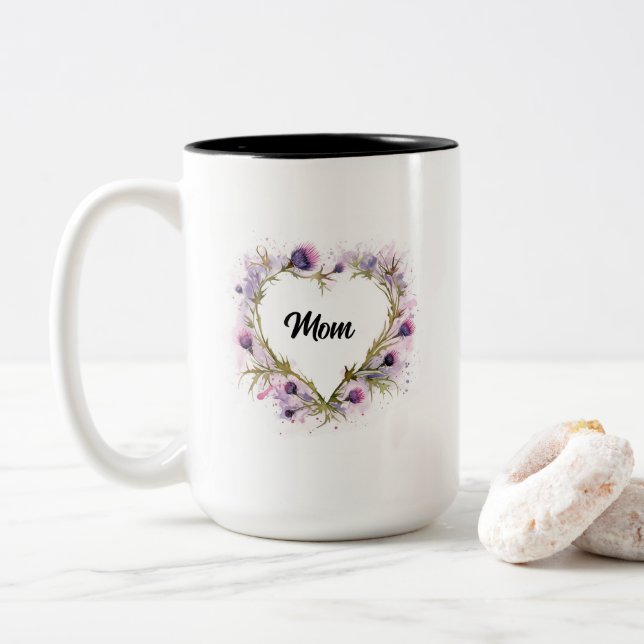 Mug écossais d'aquarelle de coeur de chardon (Avec donut)