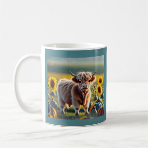 Mug Écossais Highland Baby Cow Sunflower et Citrouille