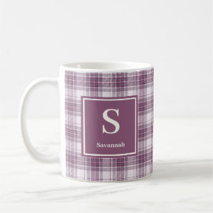 Mug Écossais Mauve Plaid Heritage Monogramme