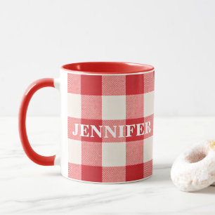 Mug Écossais rouge nom personnalisé