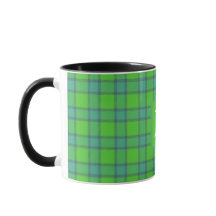 Écossais vert & carreaux tartan bleu monogramme no