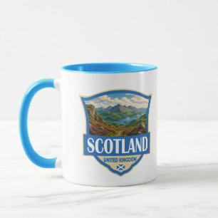 Mug Écosse Royaume-Uni Illustration Rétro Badge