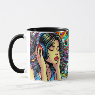 Mug Écouter de la musique sur les écouteurs Psychédéli