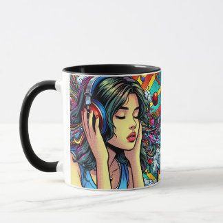 Mug Écouter de la musique sur les écouteurs Psychédéli
