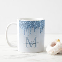 Écran Monogramme de Parties scintillant bleu pouss