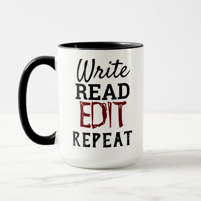 Mug Écrire, lire, modifier, répéter (Gauche)