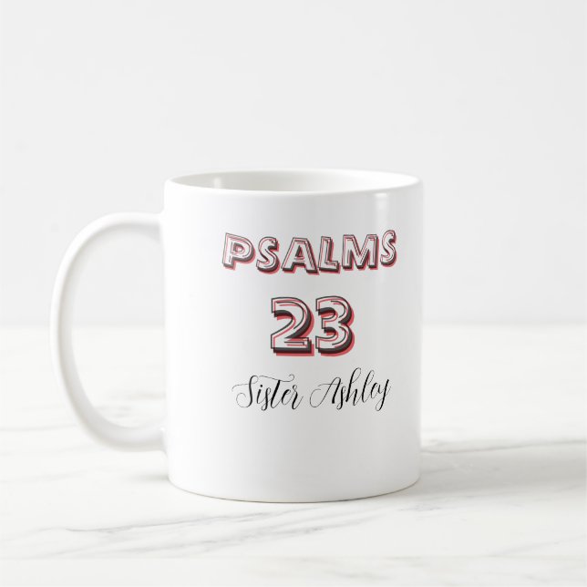 Mug Écriture biblique personnalisée Psaumes 23 Chrétie (Gauche)