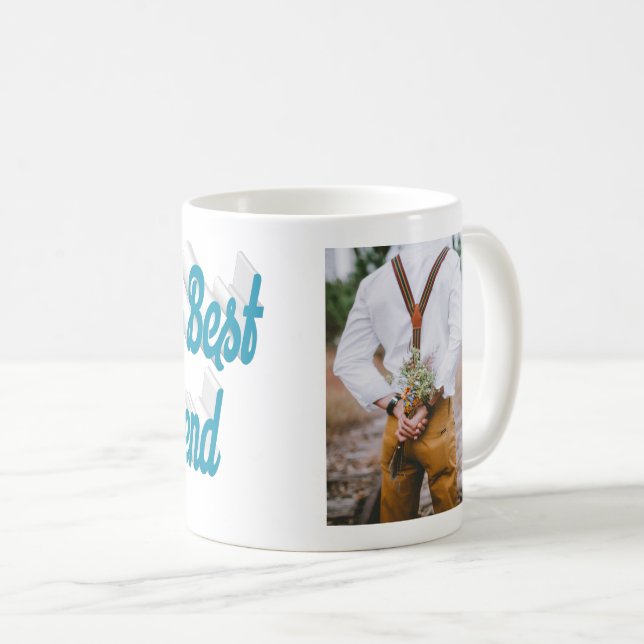 Mug Écriture bleu ciel photo de la petite amie (Devant droit)