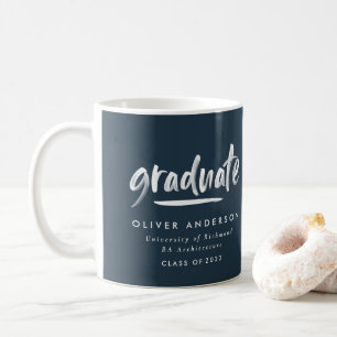 Mug Écriture contemporaine moderne marine bleu graduat