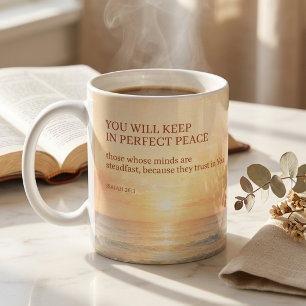 Mug Écriture de plage d'Isaïe 26:3 Paix Parfaite Foi