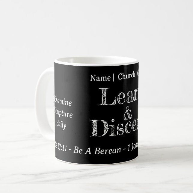 Mug Écriture de recherche beréenne Noir personnalisé (Devant gauche)