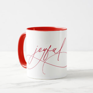 Mug Écriture manuscrite minimaliste joyeux rouge