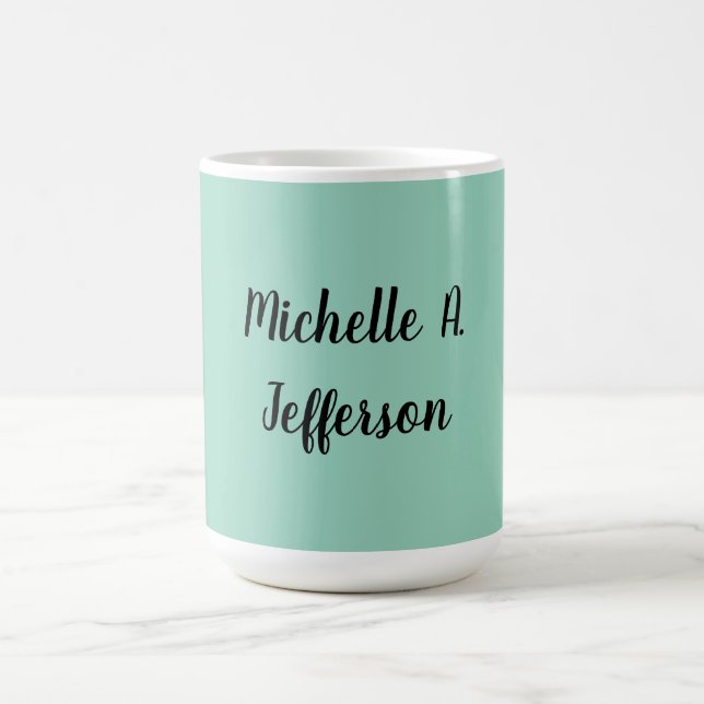 Mug Écriture manuscrite Turquoise légère Nom créatif t (Centre)