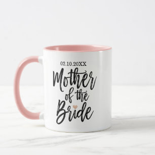 Mug Écriture Moderne au Pinceau Rose Cœur Belle-Mère d