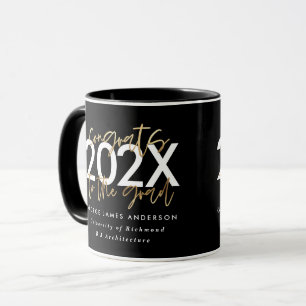 Mug Écriture moderne en noir et or graduation stylisée