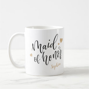 Mug Écriture personnalisée, femme de chambre d'honneur