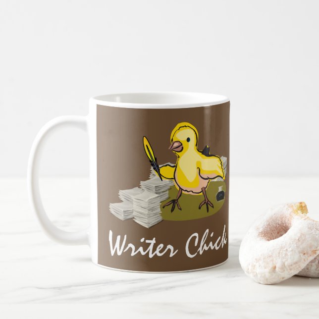 Mug Écrivain avec papier, plumes et encre (Avec donut)