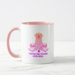 Mug Écrivain Retriever Doré Rose Pastel Vaisselle de B