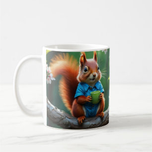 Mug Écureuil mignon assis sur la branche de l'arbre