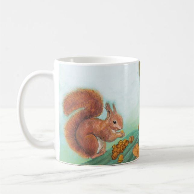 Mug Écureuils mignons Mangeant Illustration de noisett (Gauche)
