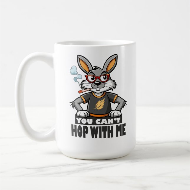 Mug Edgy Cartoon Rabbit avec lunettes et cigarette (Gauche)