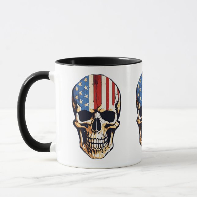 Mug "Edgy Elegance : Tête de crâne imprimée pour un Té (Gauche)