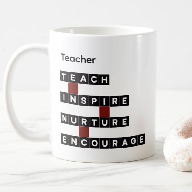 Mug Educator Teacher Word Tile Black Custom Text (Créateur téléchargé)