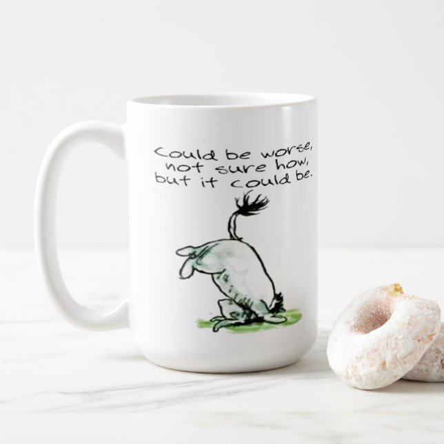 Mug Eeyore une citation drôle pourrait être pire muet (Avec donut)