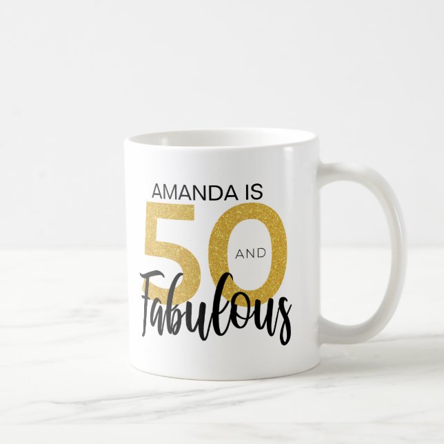 Mug Effet Noir et Or 50e anniversaire Personnalisé (Droite)