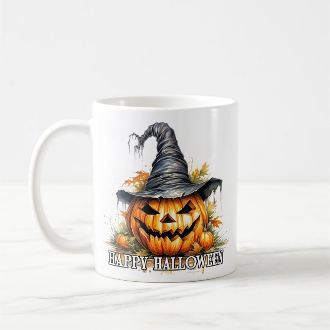 Mug Éffrayant Happy Halloween Citrouille (Gauche)