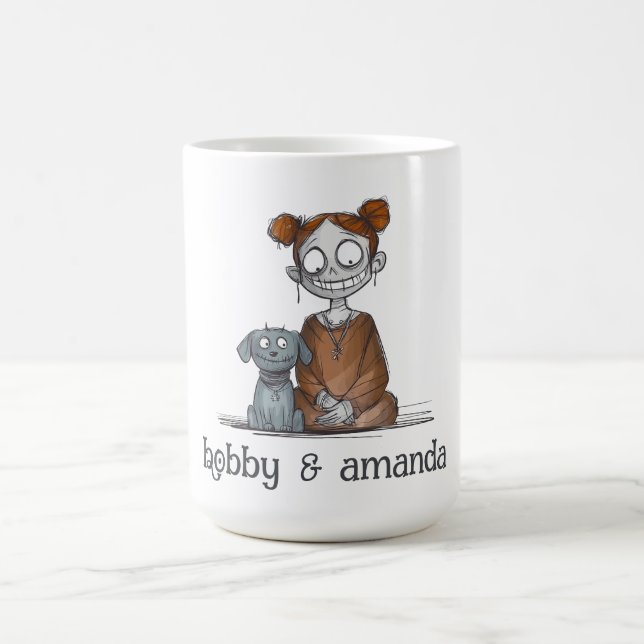 Mug Éffrayante Girl et son ami chien (Centre)