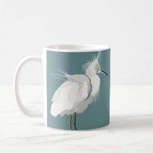 Mug Egret neigeux sur Turquoise léger