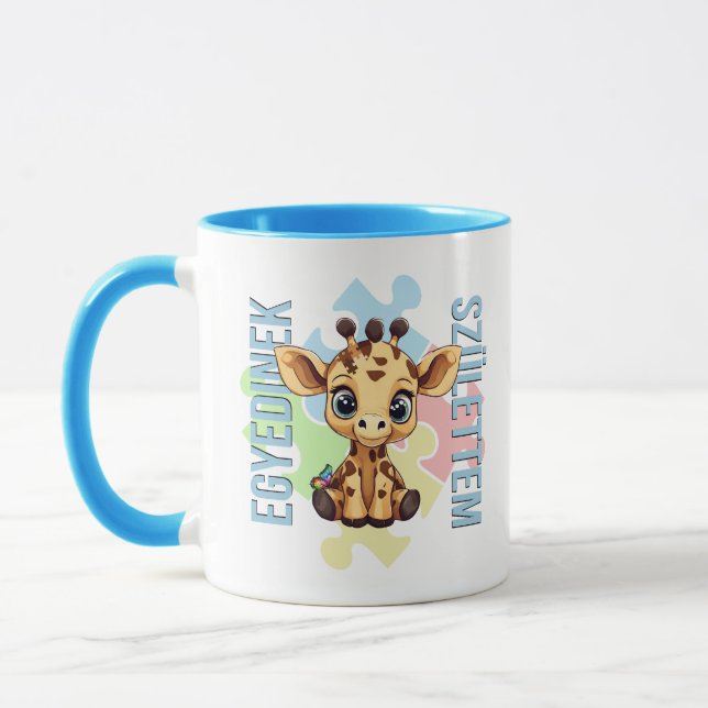 Mug Egyedinek születtem – kedves zsiráfos design (Gauche)