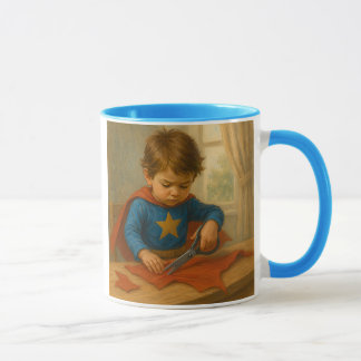 Mug, ein Kind stellt seine Verkleidung her. Tasse