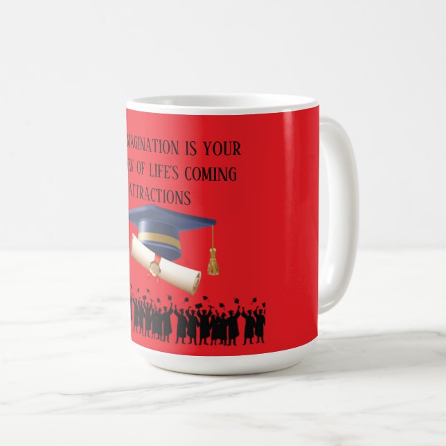Mug Einstein's graduation motto bright red (Devant droit)