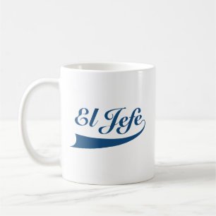 Mug EL Jefe dans le lettrage de bleu marine