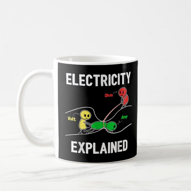 Mug Electricité Expliqué Ohm Volt Ampere Electricien (Gauche)